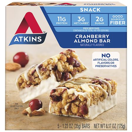 Atkins Snack Bars Cranberry Almond - 1.23 oz x 5 pack