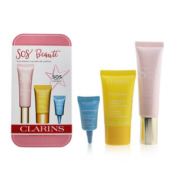 ClarinsSOS Beaute Set (1x Primer 30ml + 1x Mask 15ml + 1x Lip Balm 3ml) - 01 Rose 3pcs