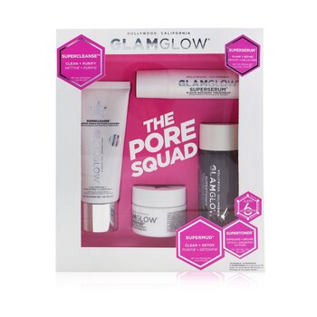 GlamglowThe Pore Squad Set: 1x Supercleanse Clearing Cream-To-Foam Cleanser - 30g/1oz + 1x Superserum 6-Acid Refining Treatment - 10ml/0.34oz + 1x Sup