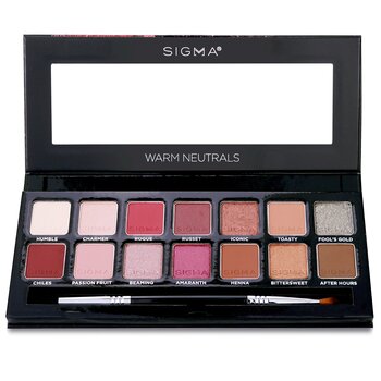 Sigma BeautyWarm Neutrals Eyeshadow Palette (14x Eyeshadow + 1x Dual Ended Brush) 19.04g/0.67oz