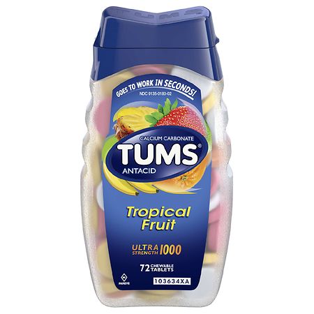 Tums Antacid Chewable Tablets Tropical Fruit - 72.0 ea