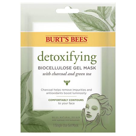 Burt's Bees Detoxifying Biocellulose Gel Mask with Charcoal and Green Tea - 1.0 ea