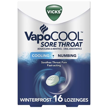 Vicks VapoCOOL SEVERE Medicated Sore Throat Drops, Fast-Acting Max Strength Relief Winterfrost - 16.0 ea