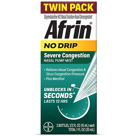 Afrin No Drip 12 Hour Nasal Spray Relief - 0.5 fl oz x 2 pack
