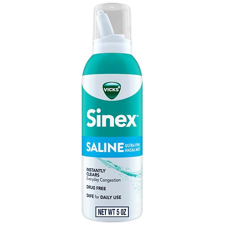 Vicks Sinex Saline Nasal Spray, Drug Free Ultra Fine Mist, Clear Everyday Sinus Congestion - 5.0 oz