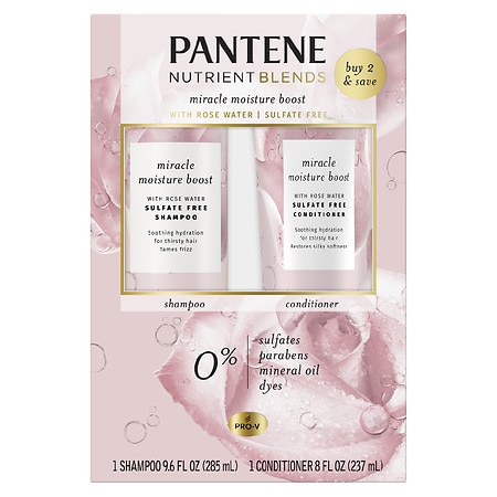 Pantene Nutrient Blends Moisture Boost Rose Water Shampoo & Conditioner Dual Pack for Dry Hair - 1.0 set