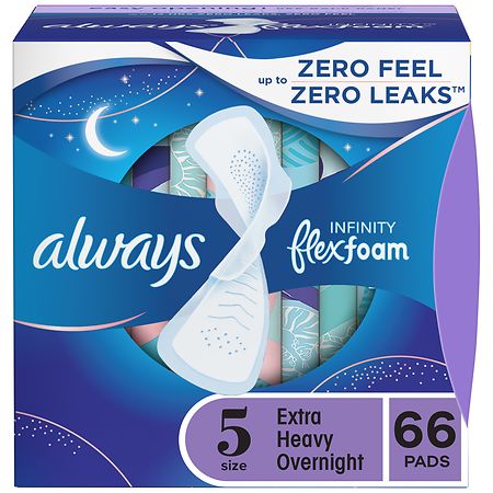 Always Infinity Pads, Extra Heavy Overnight, with Wings Unscented, Size 5 - 22.0 ea