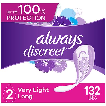 Always Discreet Incontinence Liners, Very Light Absorbency, Long Length Long Length - 44.0 ea x 3 pack