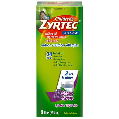 Children's Zyrtec 24 Hour Allergy Relief Syrup, Grape - 8.0 fl oz
