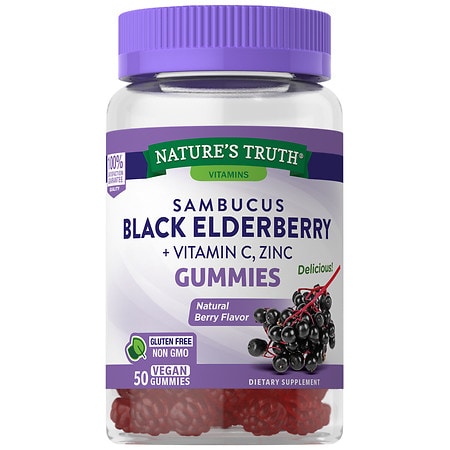 Nature's Truth Sambucus Black Elderberry Complex plus Vitamin C and Zinc Natural Berry Flavor - 50.0 ea