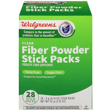 Walgreens Clear Soluble Fiber Powder Stick Packs Flavor Free - 0.14 oz x 28 pack