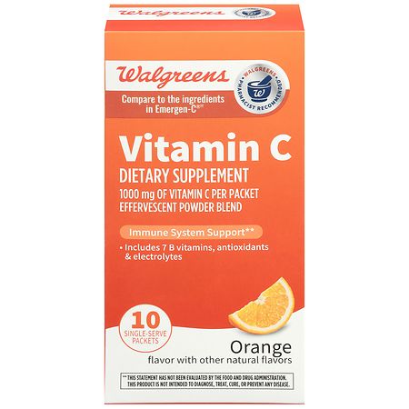 Walgreens Vitamin C Effervescent Powder Blend Orange - 10.0 ea