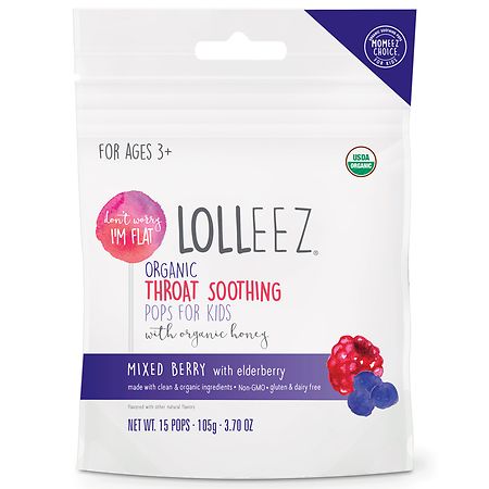 LOLLEEZ Organic Throat Soothing Pops For Kids - 15.0 ea
