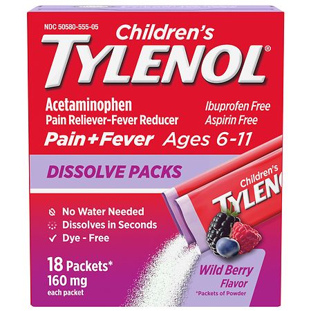 Children's TYLENOL Acetaminophen Dissolve Packets Wild Berry - 18.0 ea
