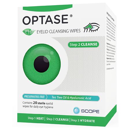 Optase Eyelid Cleansing Wipes with Tea Tree Oil and Hyaluronic Acid - 20.0 ea