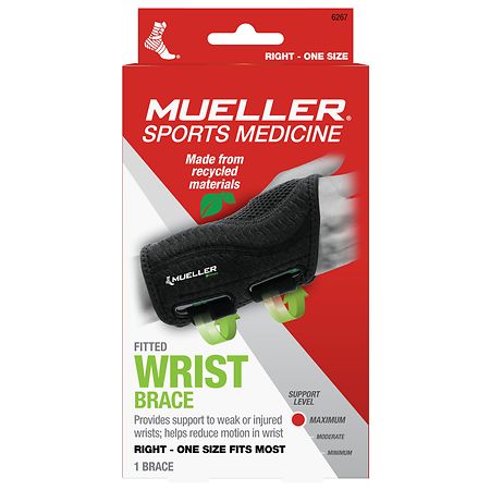 Mueller Green Fitted Wrist Brace, Right, One Size Fits Most - 1.0 ea