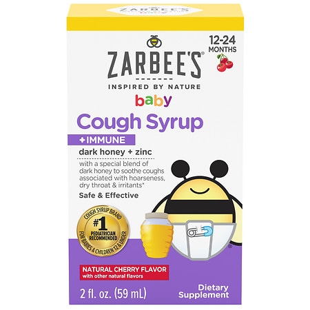 Zarbee's Baby Cough Syrup + Immune with Honey, Natural Cherry Natural Cherry - 2.0 FL OZ