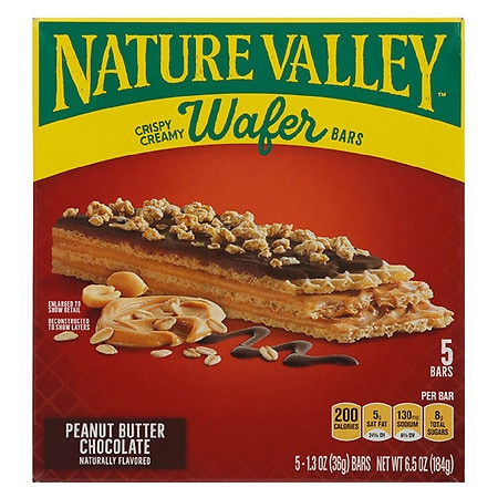 Nature Valley Crispy Creamy Wafer Bar Peanut Butter Chocolate - 1.3 oz x 5 pack