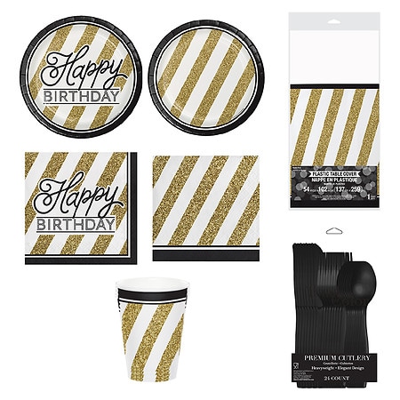 Creative Converting Black and Gold Birthday Party Kit - 1.0 ea