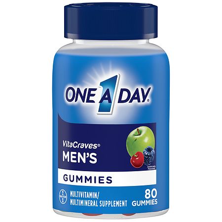 One A Day VitaCraves Men's Multivitamin Gummies Blue Raspberry, Cherry, Green Apple - 80.0 ea