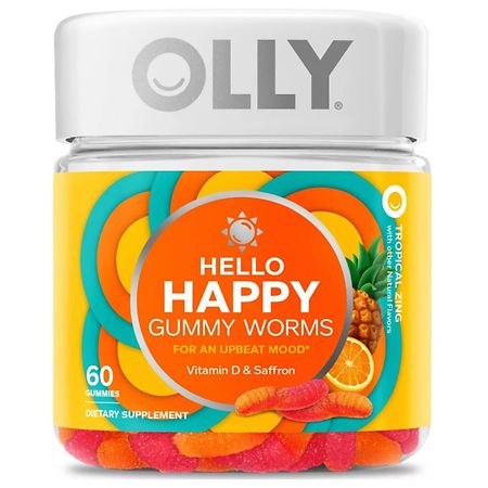 OLLY Hello Happy Gummy Worms - 60.0 ea