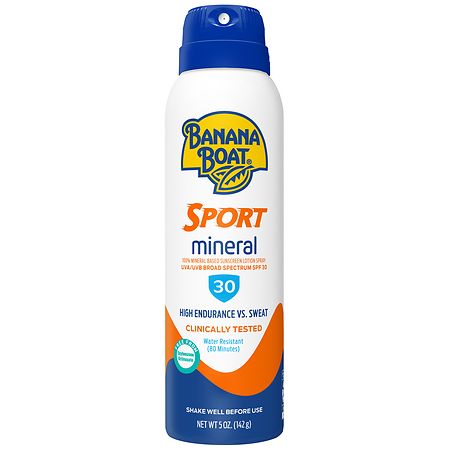 Banana Boat 100% Mineral Sunscreen Sport Continuous Spray SPF 30 - 5.0 oz
