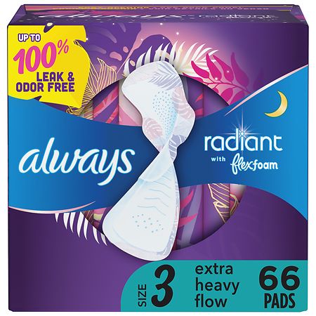 Always Radiant Pads, Extra Heavy, with Wings Clean Scent, Size 3 - 22.0 ea