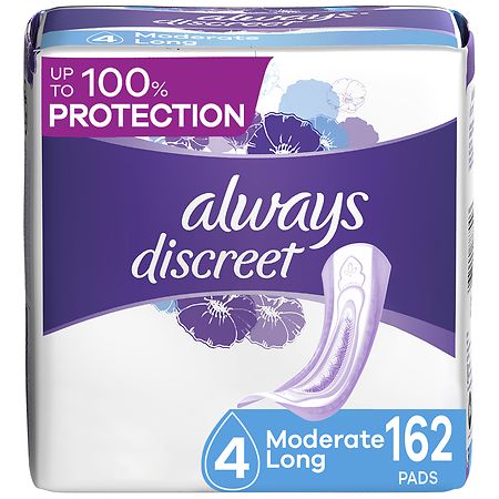Always Discreet Adult Incontinence Pads 4 - Moderate Long - 162.0 ea