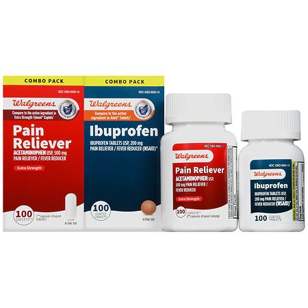 Walgreens Pain Reliever Caplets and Ibuprofen Tablets Combo Pack - 100.0 ea x 2 pack
