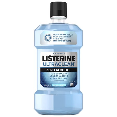 Listerine Ultra Clean Zero Alcohol Tartar Mouthwash Arctic Mint - 500.0 mL