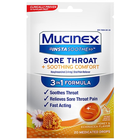 Mucinex InstaSoothe Sore Throat + Soothing Comfort Honey & Echinacea - 20.0 ea