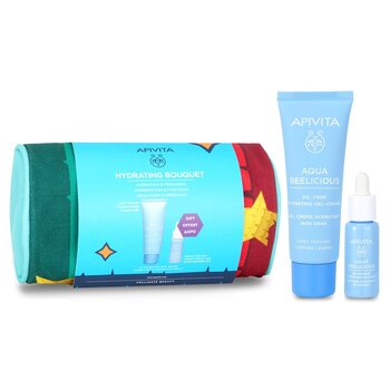 ApivitaHydrating Bouquet (Aqua Beelicious- Light Texture) Gift Set: Hydrating Gel-Cream 40ml+ Hydrating Booster 10ml+ Pouch 2pcs+1pouch