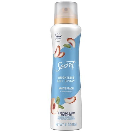Secret Antiperspirant Deodorant Dry Spray White Peach and Argan Oil - 4.1 oz