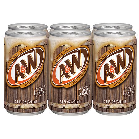 A&W Root Beer Mini Cans - 7.5 fl oz x 6 pack