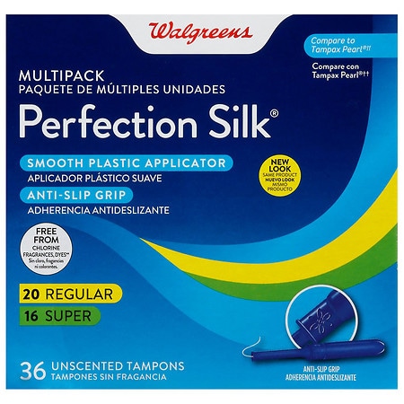 Walgreens Perfection Silk Tampons Unscented - Regular/Super Absorbency 36.0 ea