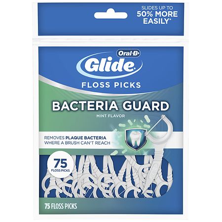 Oral-B Glide Bacteria Guard Dental Floss Picks Mint - 75.0 ea