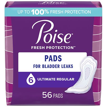 Poise Incontinence Pads 6 - Ultimate Regular (56 ct) - 56.0 ea