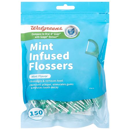 Walgreens Infused Flossers Mint - 150.0 ea