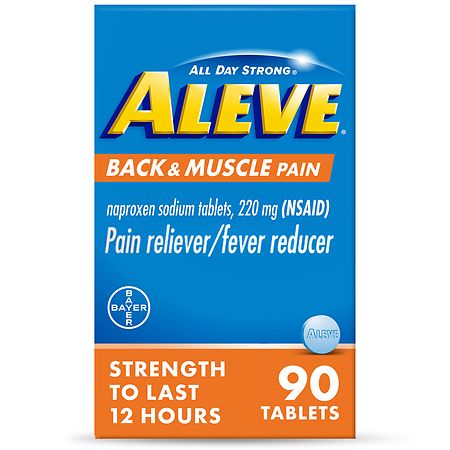 Aleve Back & Muscle Pain Reliever, Fever Reducer, Naproxen Sodium Tablets - 90.0 Ea