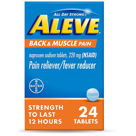 Aleve Pain Reliever, Fever Reducer, Naproxen Sodium Tablets - 24.0 Ea