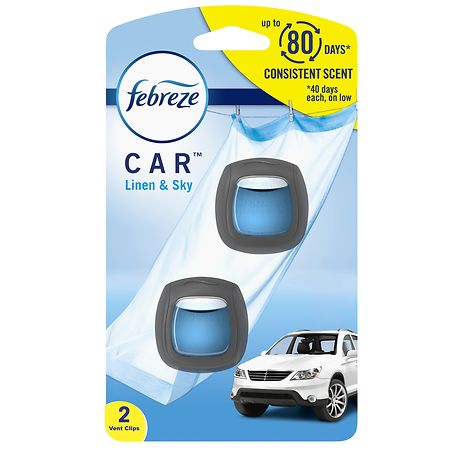 Febreze Car Air Freshener Vent Clip Linen & Sky - 2.0 ea