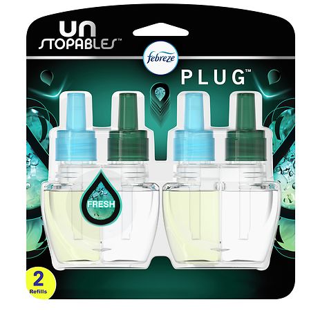 Febreze Unstopables Odor-Fighting PLUG Air Freshener Oil Refill Fresh - 0.87 fl oz x 2 pack
