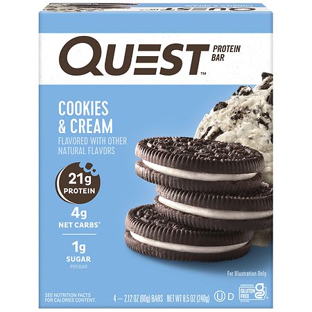 Quest Nutrition Protein Bar Cookies & Cream - 2.12 oz x 4 pack