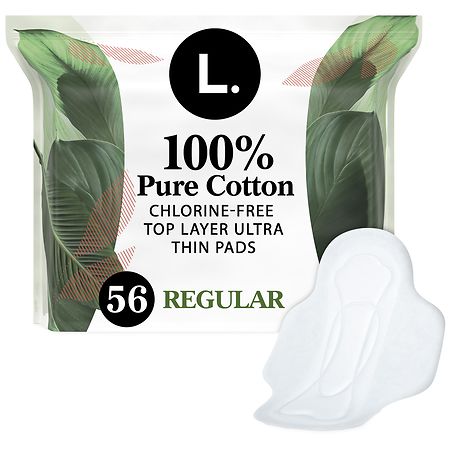L. Chlorine Free Ultra Thin Pads, with Wings, Organic Top Sheet Unscented, Regular Absorbency - 42.0 ea