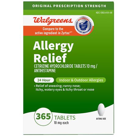 Walgreens 24 Hour Allergy Relief Cetirizine Tablets - 5.0 ea