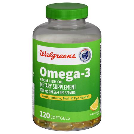 Walgreens Omega-3 From Fish Oil 2000 mg Softgels Natural Lemon - 120.0 ea