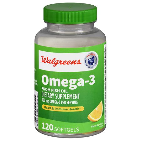 Walgreens Omega-3 From Fish Oil 500 mg Softgels Natural Lemon - 120.0 ea