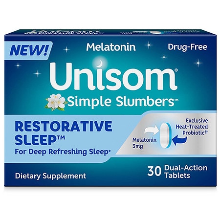 Unisom Simple Slumbers Restorative Sleep Supplement Tablets, Melatonin 3 mg - 30.0 ea