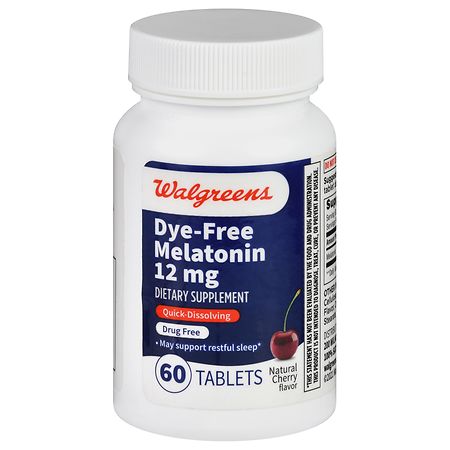 Walgreens Dye-Free Melatonin 12 mg Tablets Cherry - 60.0 ea