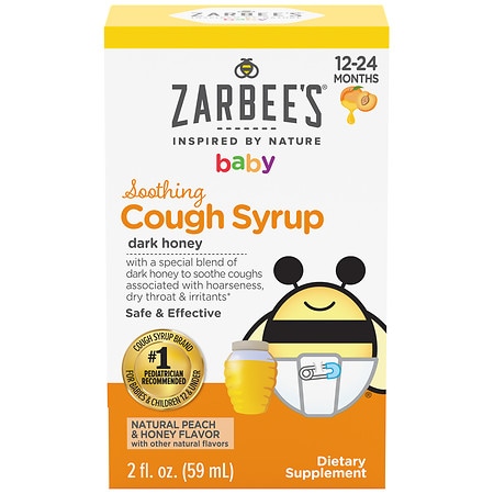 Zarbee's Baby Soothing Cough Syrup Natural Peach & Honey - 2.0 Fl OZ
